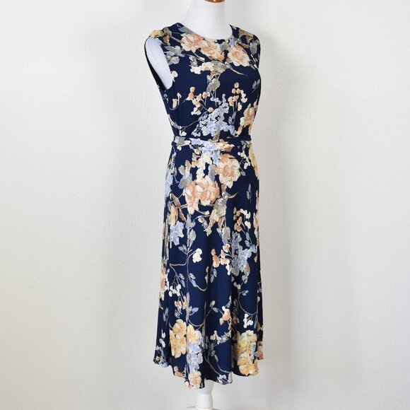 Lauren Ralph Lauren Floral Belted Crepe Midi Dress - 4 - Picture 7 of 8